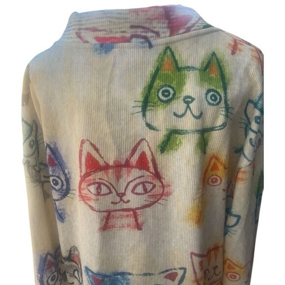 FFF Boutique Pale Yellow Kitty Cat Head Design Pullover Sweater Size Large NWT - Picture 5 of 5